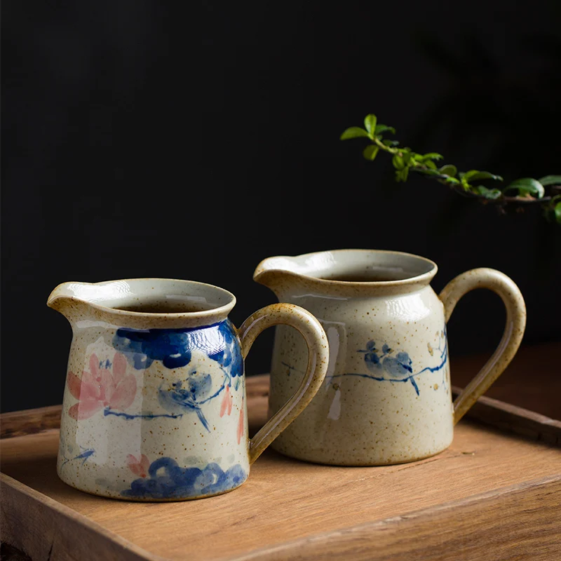 

Jingdezhen Cerc Hand-Painted Lotus Bamboo Gong Dao Cup Retro Tea Set Single Serving Gongfu Tea Underglaze Color