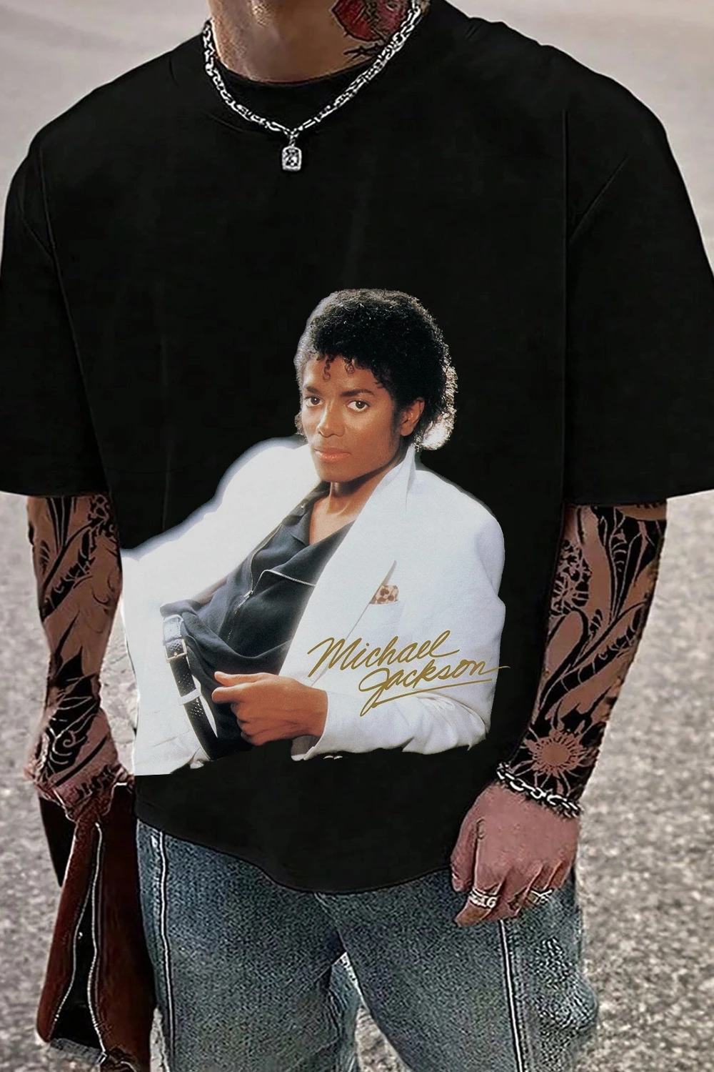 Michael Jackson Classic Album T-Shirt, 100 % Baumwolle, Grafik-T-Shirt für Herren und Damen, Sommer-Streetwear-Top