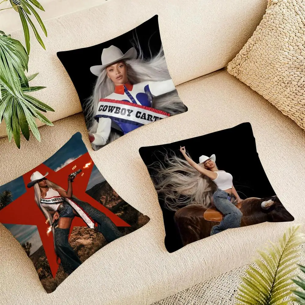 Singer B-Beyonce Cowboy Cushion Cover Organic Linen Square Pillow Case Naturally Durable Hypoallergenic Gentle On Sensitive Skin