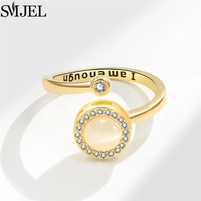 SMJEL 패션 벚꽃 불안 반지 여성을위한 Fidget Spinner 반지 귀여운 고양이 꿀벌 토끼 나비 회전 반지 결혼 선물