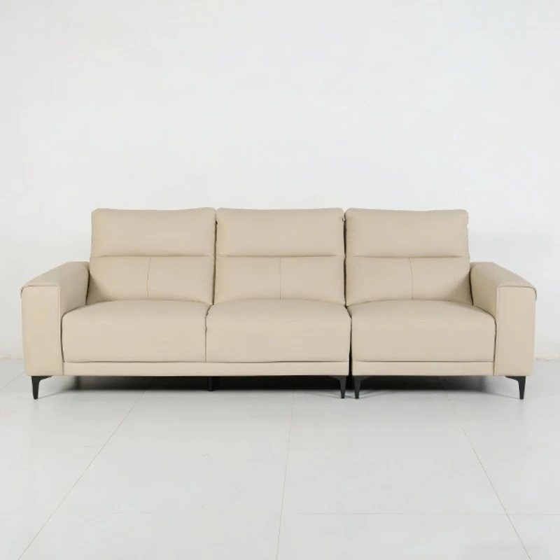 Modern simple casual living room leather three-seat square sponge filled sofa