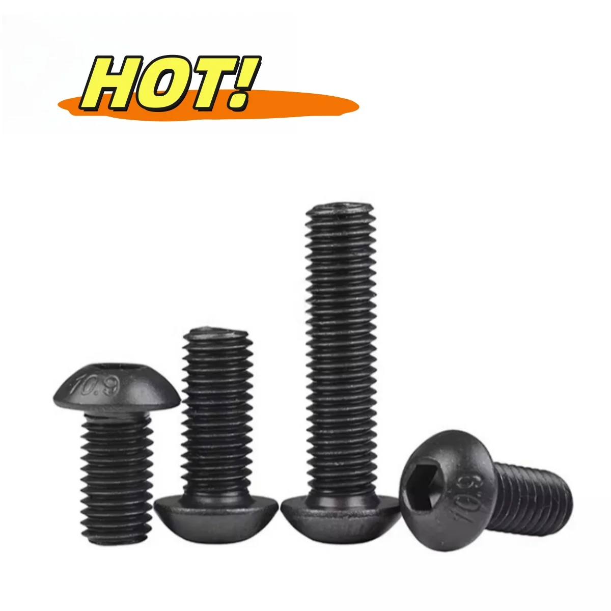 5pcs Allen Hex Hexagon Socket Button Head Screw Bolt Black Grade 10.9 UNC 4#-40 6#-32 8#-32 UNF 10#-32 US Standard  ﻿