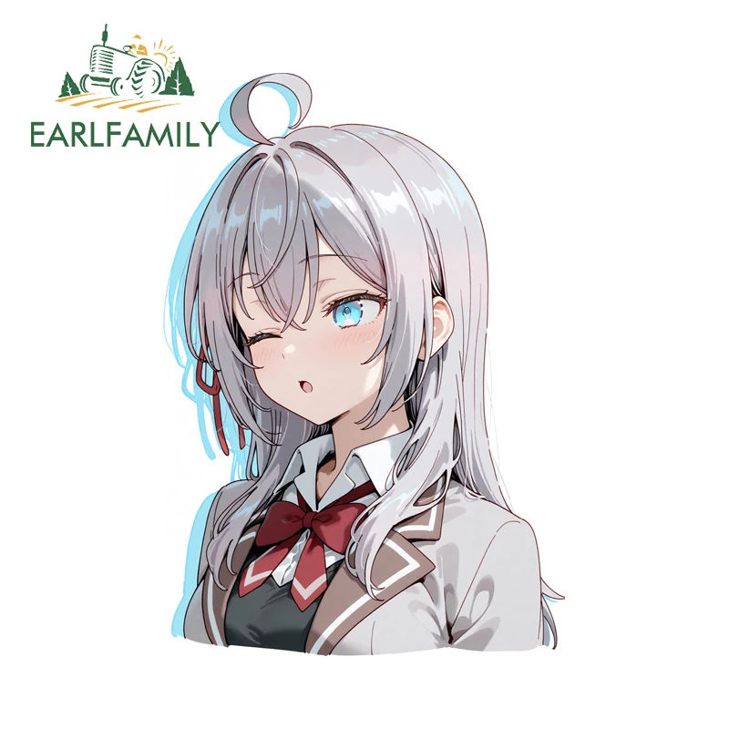 EARLFAMILY Fashion Alya Anime Waifu Car Stickers Delicate Cartoon Girl Peeker Window Decals Occlusion Scratch Car Styling