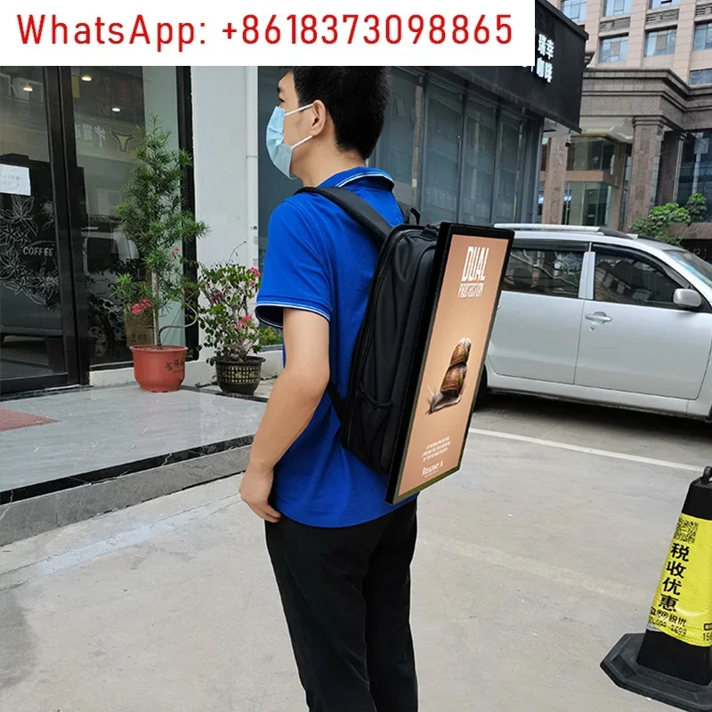 21.5-Inch Human Walking Backpack Billboard Android LCD Ad Player Indoor and Outdoor Digital Billboard with BOE Panel