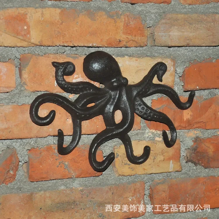 Cast Iron Octopus Hook Patio Wall Decoration Hook Octopus Wall Decoration Wall Hook Garden Decoration Garden Tool Storage