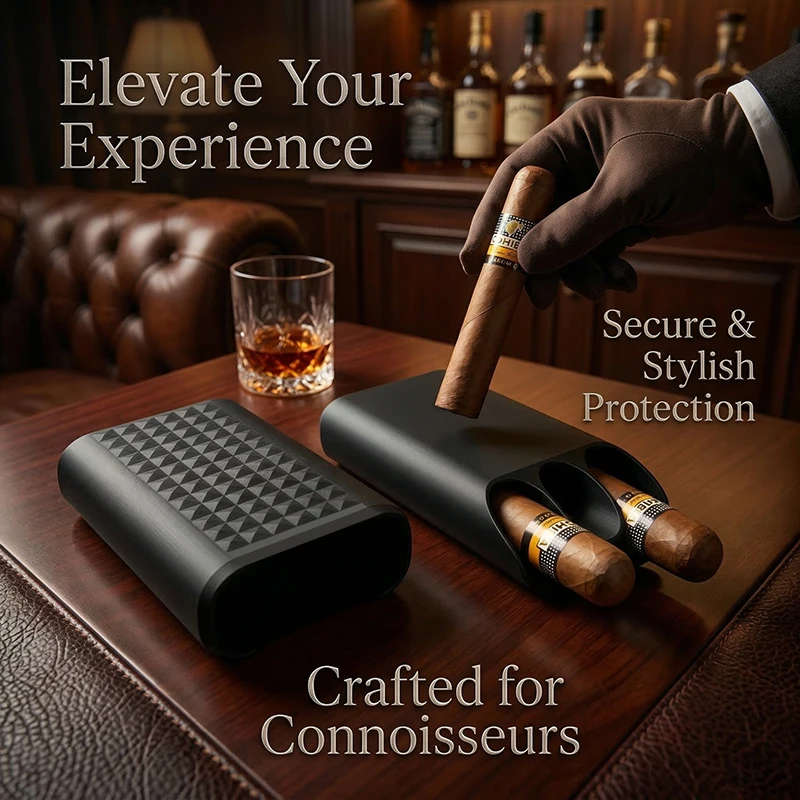 Portable 3D high quality printed cigar storage tubes cigar storage and sealing box can hold 2/3 cigars gift for father/men