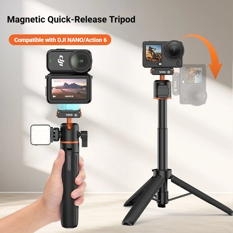 

VRIG 21" Quick Release Magnetic Tripod for DJI Osmo Action 3/4/5 Pro/Osmo 360 Extendable Camera Tripod w 360 Rotate Ball Head