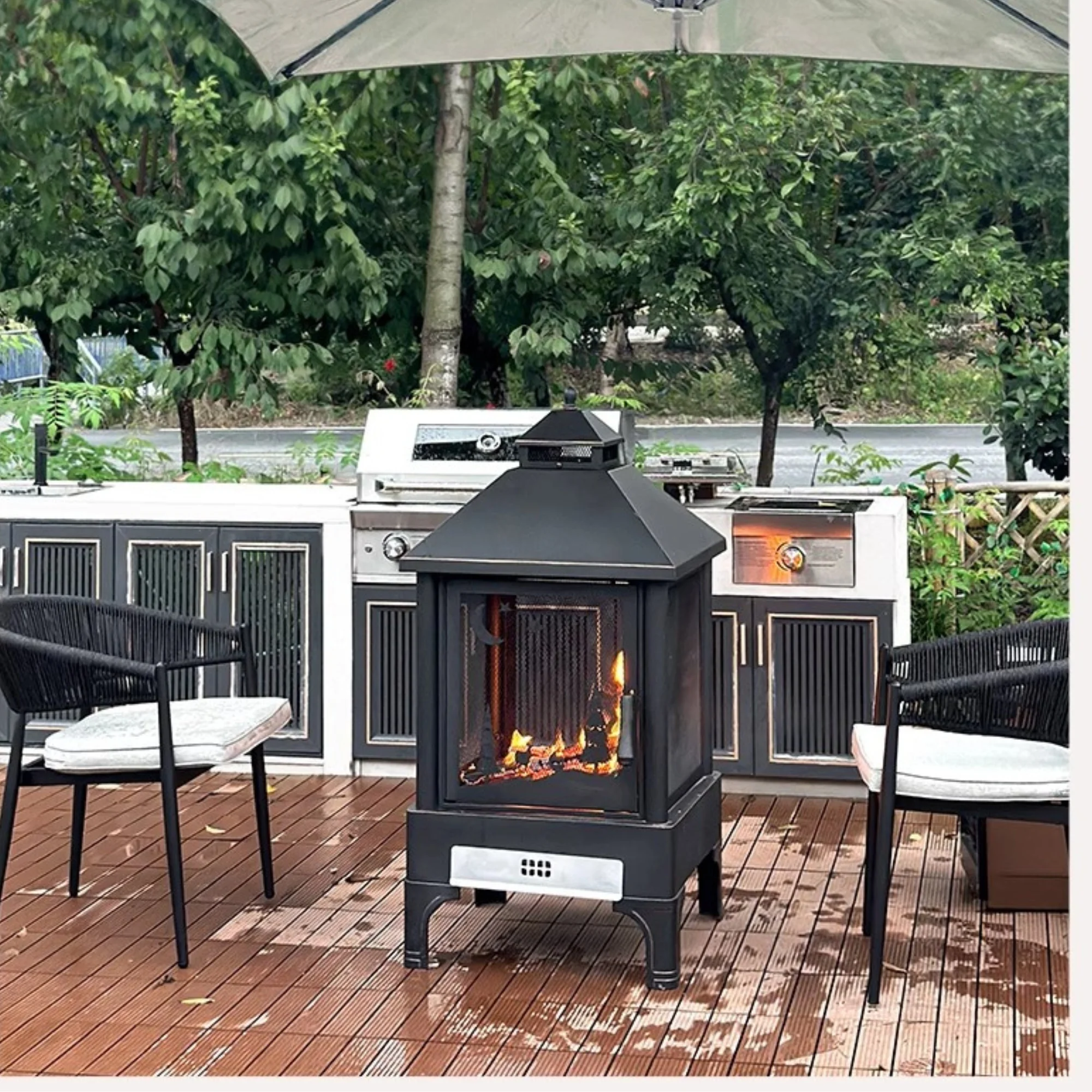 

Chiminea Chiminea sturdy Chimnea Chimnea works Cooking Cooking grate Food Grate Smoke Swivel XOT036 Heavy Duty Garden Metal Outd