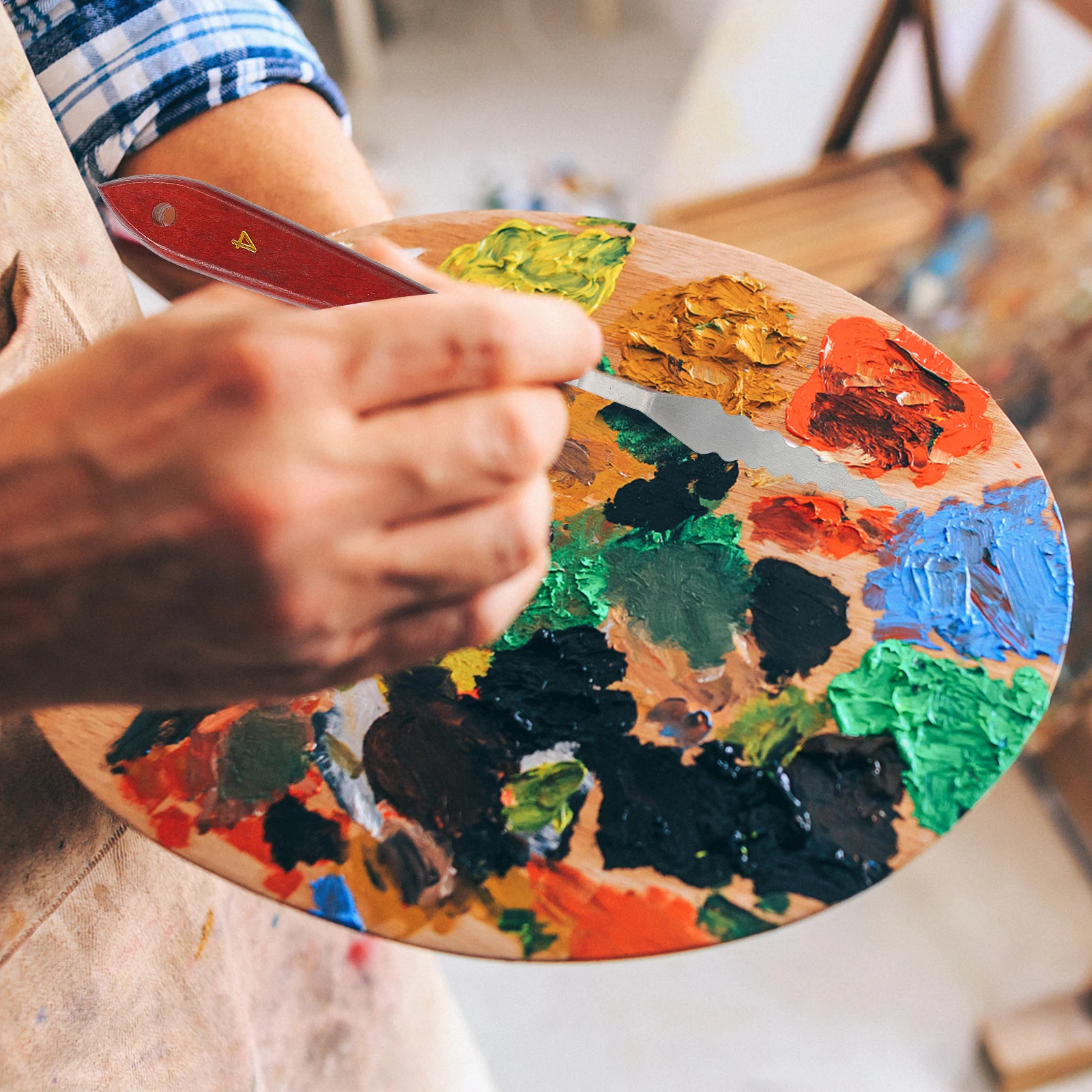 

5 PCS Oil Painting Knife Set Spatulas Tool Roses Gouache Wooden Scraper Kit Tools