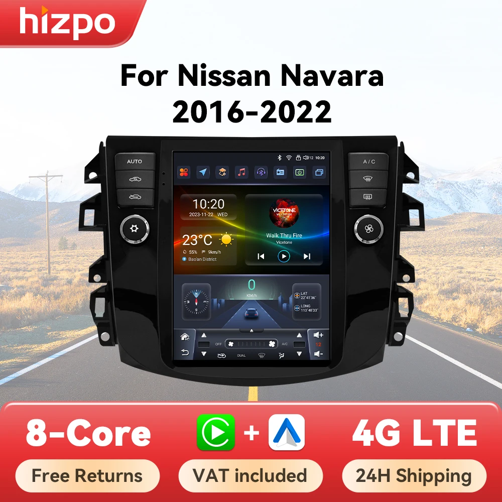 Hizpo Drahtlose CarPlay Auto Radio Für Nissan Navara 2016 - 2022 Für Tesla Stil Android Auto Kopf Einheit GPS Navigation multimedia