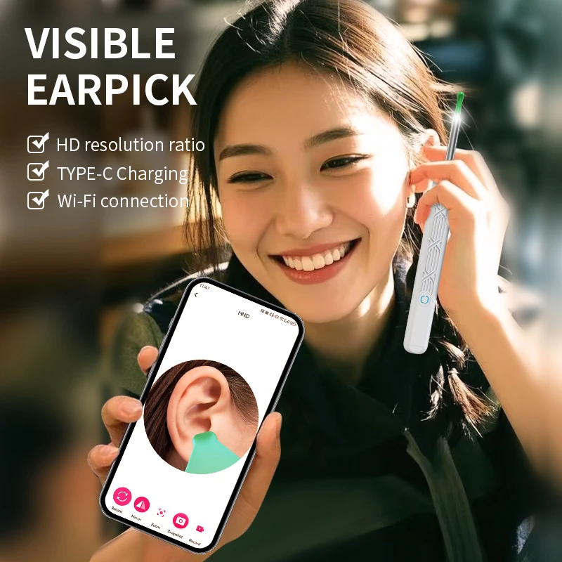 2026 New Wireless Smart Visible Earpick Ear Wax Cleaner HD Camera 6 LED Lights Earwax Removal Cleaning Tool Kit For iOS Android - view 2