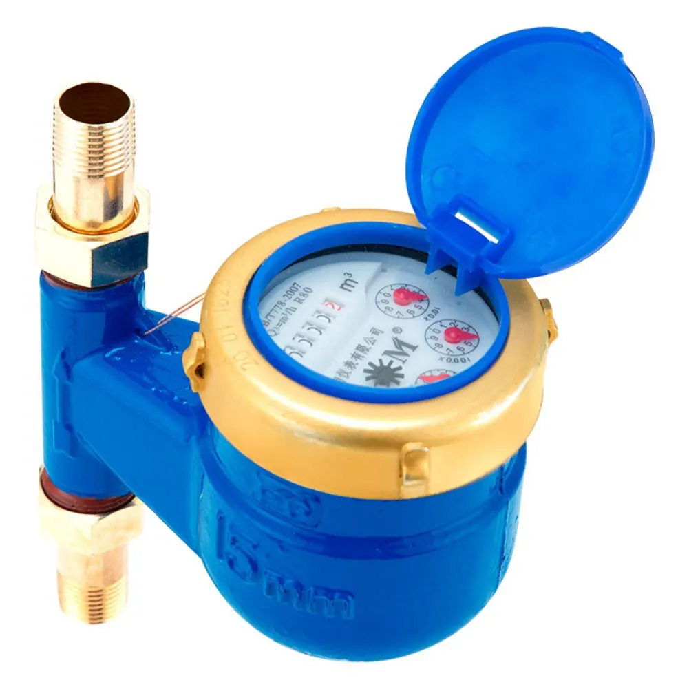 

Vertical Water Meter DN15 DN20 DN25 1/2'' 3/4'' 1'' Brass Cold Water Meter With Couplings For Garden/Home/Apartment