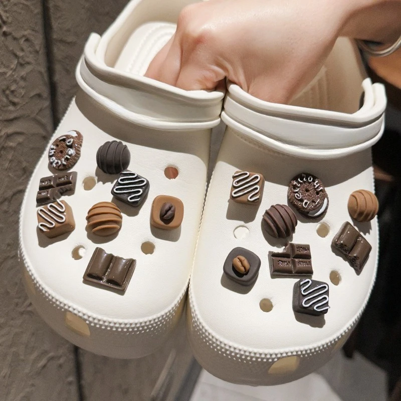 Chocolate Snack For Foodies DIY Shoe Charms For Clogs Bubble Slides Sandals Removable Shoe Decorations Accessories Xmas Gifts