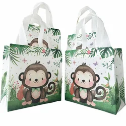 5Pcs Monkey Goodie Bags Birthday Party Supplies Gift Snacks Treat Candy Party Bags Kids Adults Jungle Theme Decor