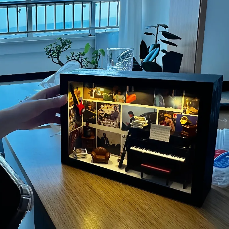 Music hut luminous photo frame peripheral creative bedroom desktop decoration ornament