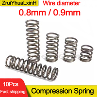 10Pcs/Lot 0.8mm 0.9mm Micro Small Compression Spring OD 5/6/7/8/9/10/11/12/13/14/15/16mm Length 5mm to 50mm