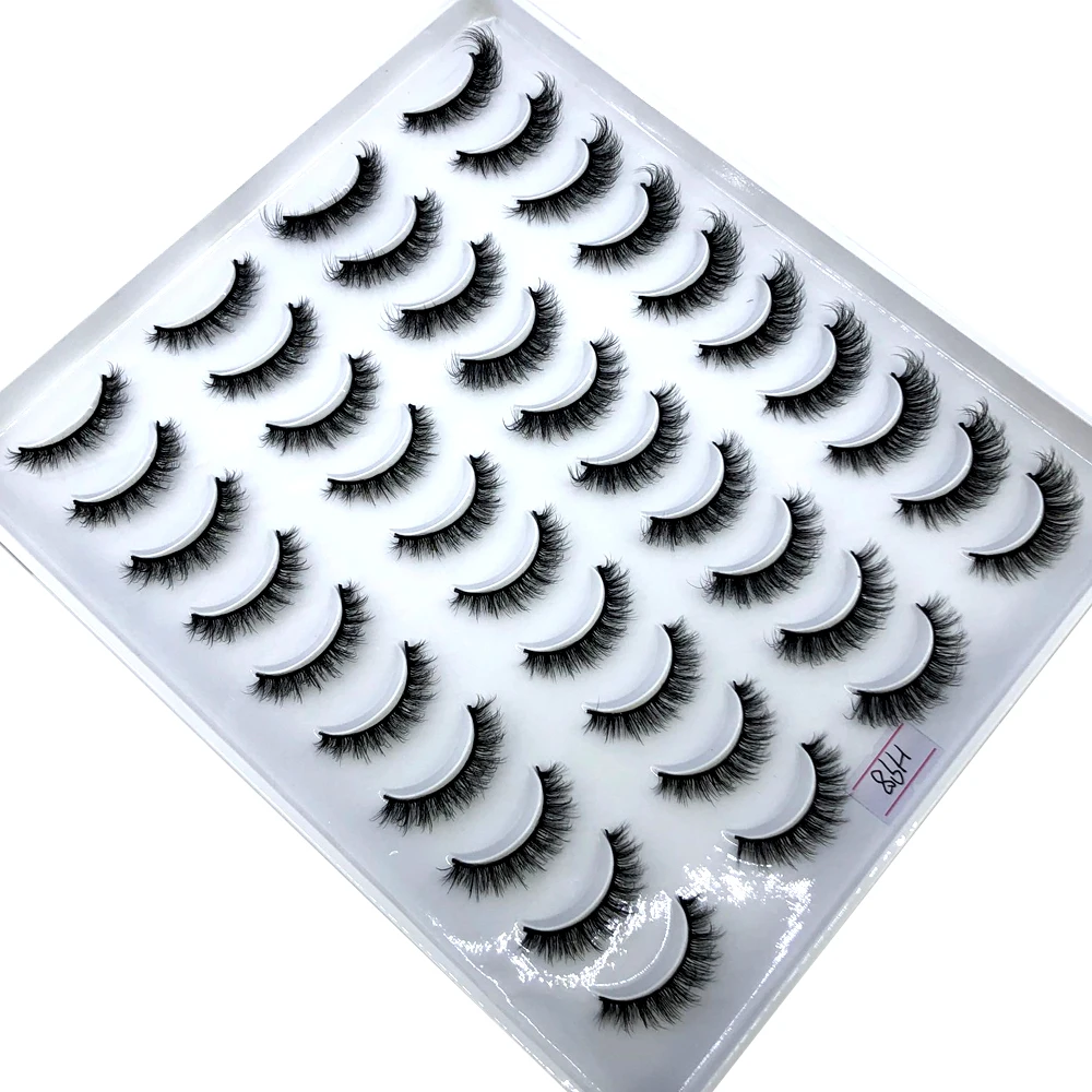 Neue 20 Paar flauschige Faux-Nerzwimpern, natürliche lange falsche Wimpernverlängerung, handgefertigtes Volumen, 3D-Wimpern, Make-up, Faux Cils Cilios