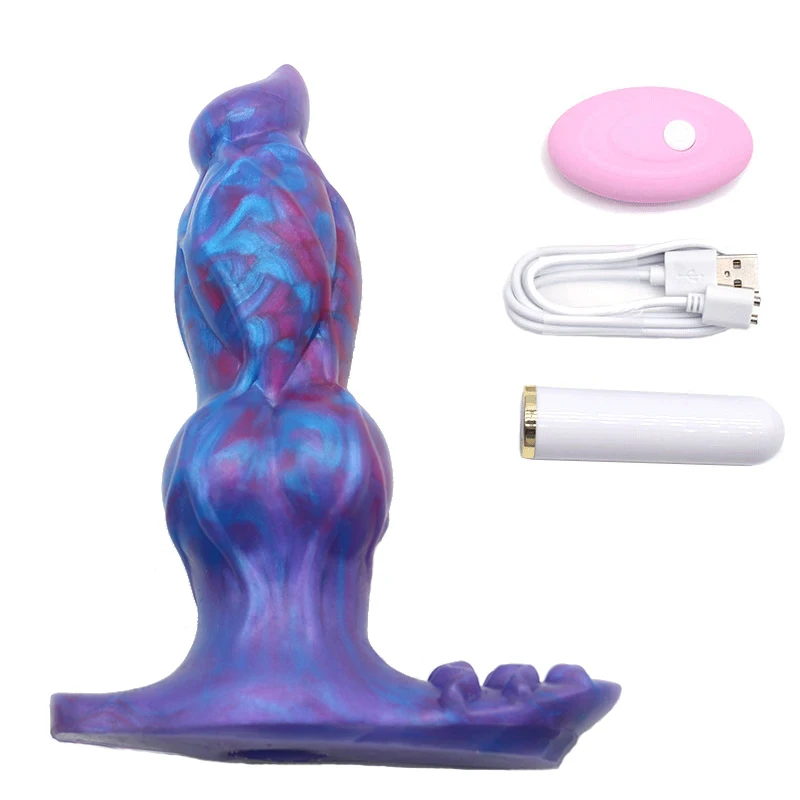 FAAK Vibrating Butt Plug Big Dog Knot Realistic Dildo Silicone Vibrator For Women Vagina G-Spot Stimulate Masturbation Anal Toys