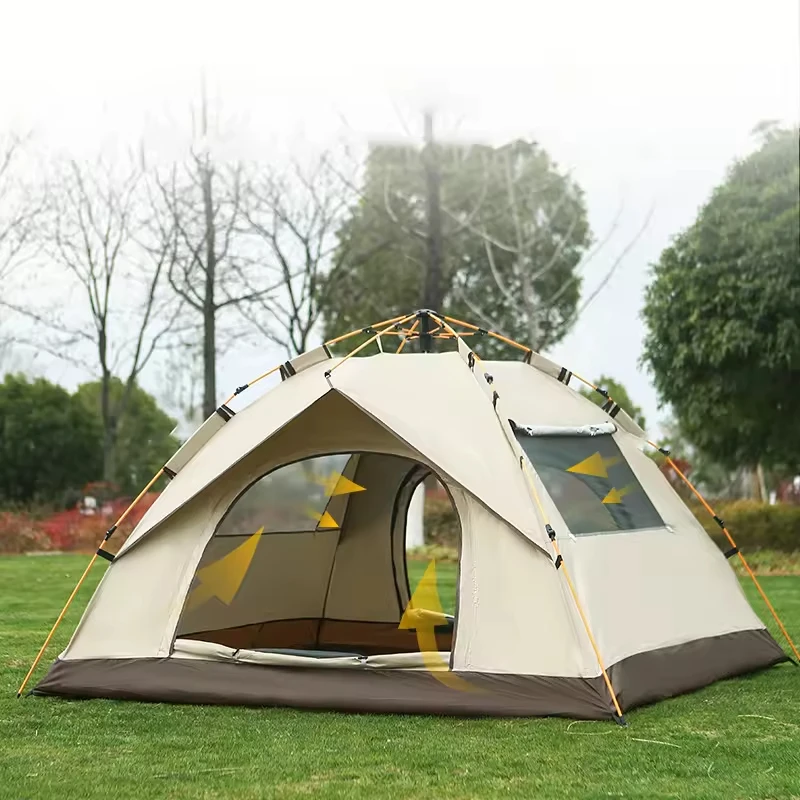 BaiChuang Customizable Large Waterproof One Bedroom 3-4 Person Camping Tent Oxford Fabric Pop-Up Design for Family Outdoor