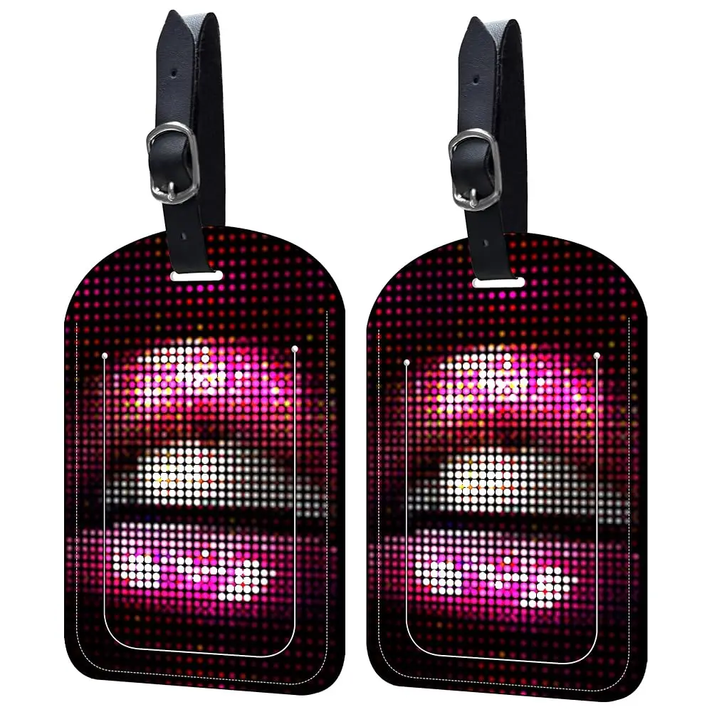 

Free ShippingLuggage Tags for Suitcase 2 Pack Lips Illustration Leather Luggage Tags with Name Tag Privacy Cover,Women Men Airpo