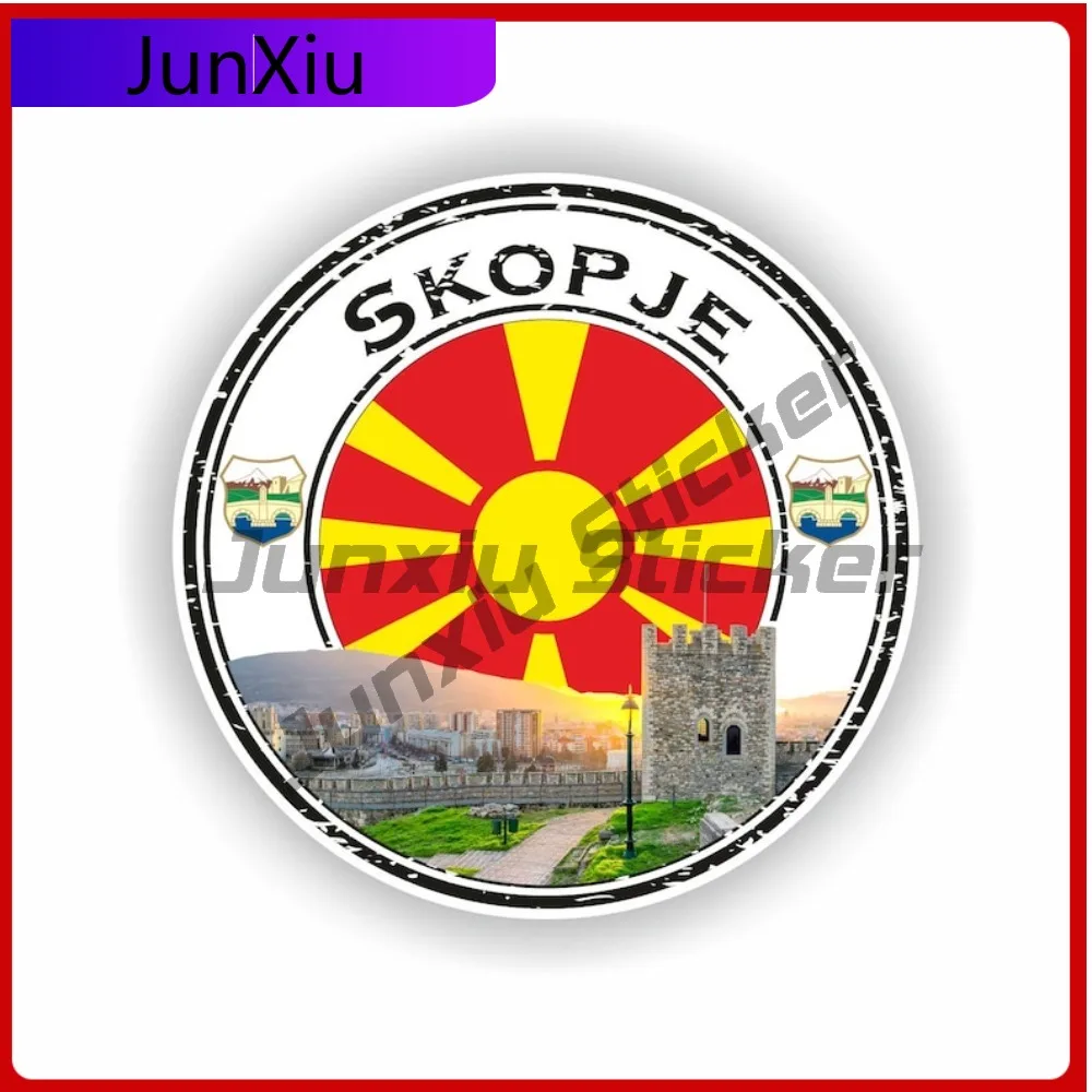 

Skopje North Macedonia Seal Sticker Cool Bumper Laptop Scratch Cover Car Styling Vinyl Decal For Car Truck SUV Window Bumper