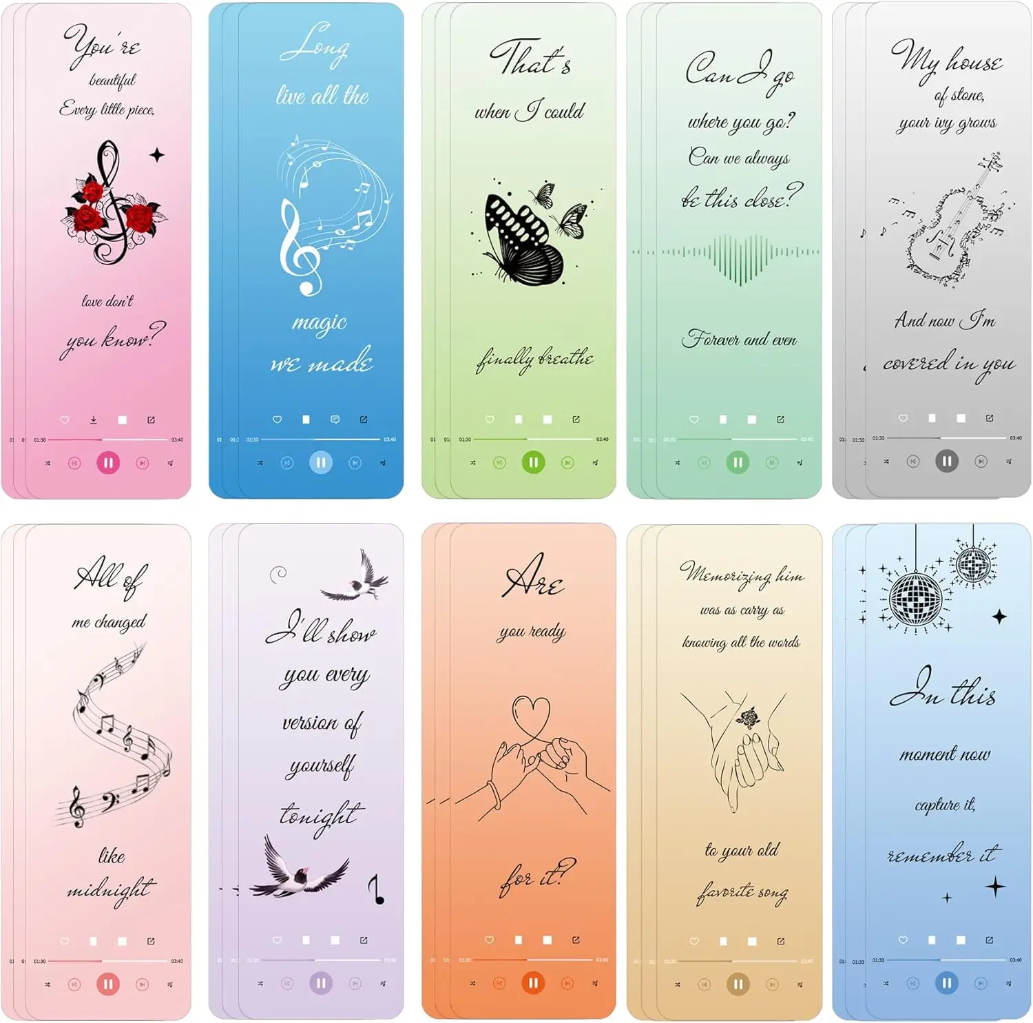 Music Inspired Bookmarks Fans Singer Book Marks Paper Album Quotes Gift Bookmarks or Book Lovers Adults Funny Reading Gift