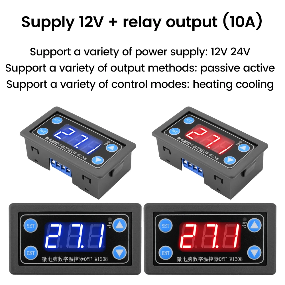 QYF-W1208 Digital Temperature Controller Microcomputer Thermostat Nursery Box Adjustable Cool Heat Sensor For Crawling Pets