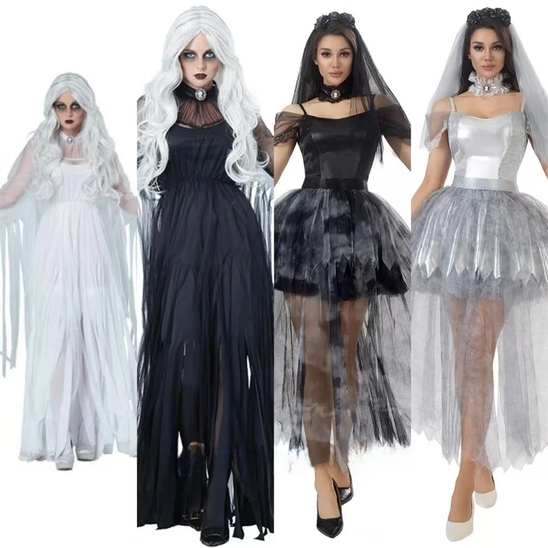

Halloween Zombie Devil Cosplay Ghost Bride Dress Adult Witch Costume Mummy Bar Performance Clothes Women's Ethnic Stage Outfits