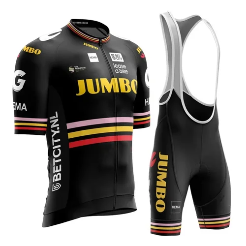 Ropa de Ciclismo 2025 para Hombre, Jersey de Ciclismo de manga corta del equipo Jumbo Pro, conjunto de Uniforme para bicicleta de montaña, Maillot, Ropa de Ciclismo para Hombre