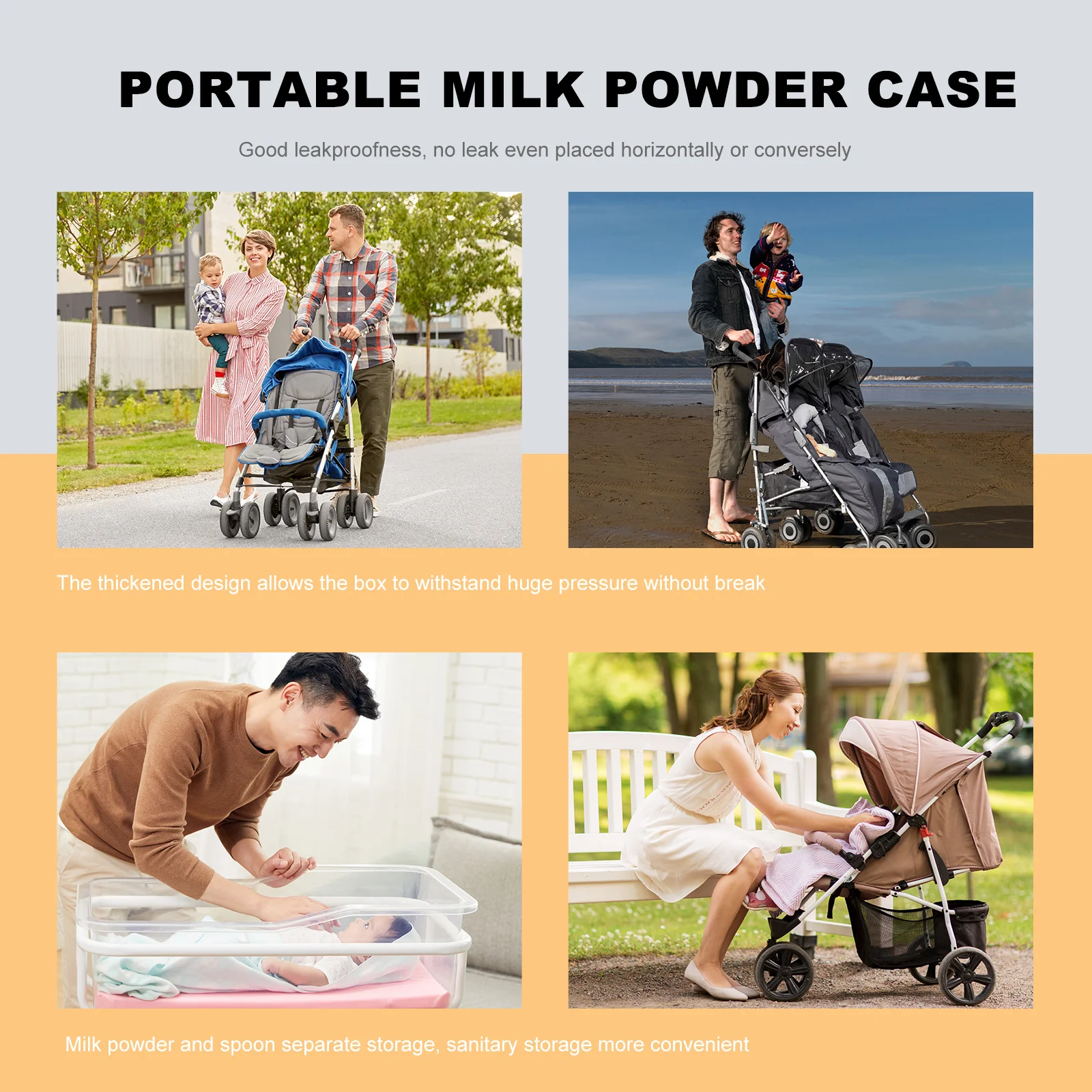 

Baby Formula Dispenser Portable Leakproof Milk Powder Case Thickened Sealed Storage Box with Spoon for Travel Outdoor