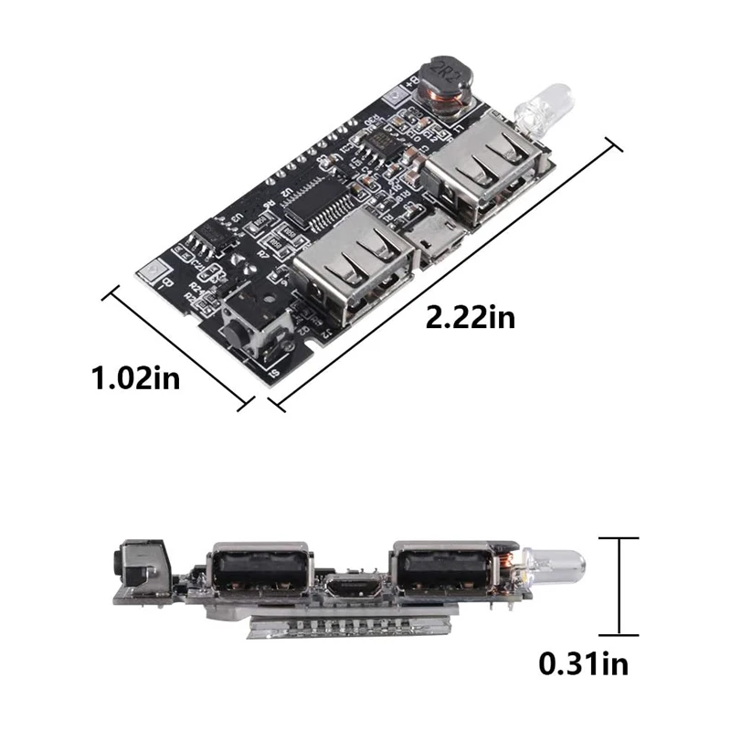 2 Pack 18650 Battery Charger Protection Module Dual USB 5V 1A 2.1A Buck Module with BMS Protection Digital LCD Display Indicator