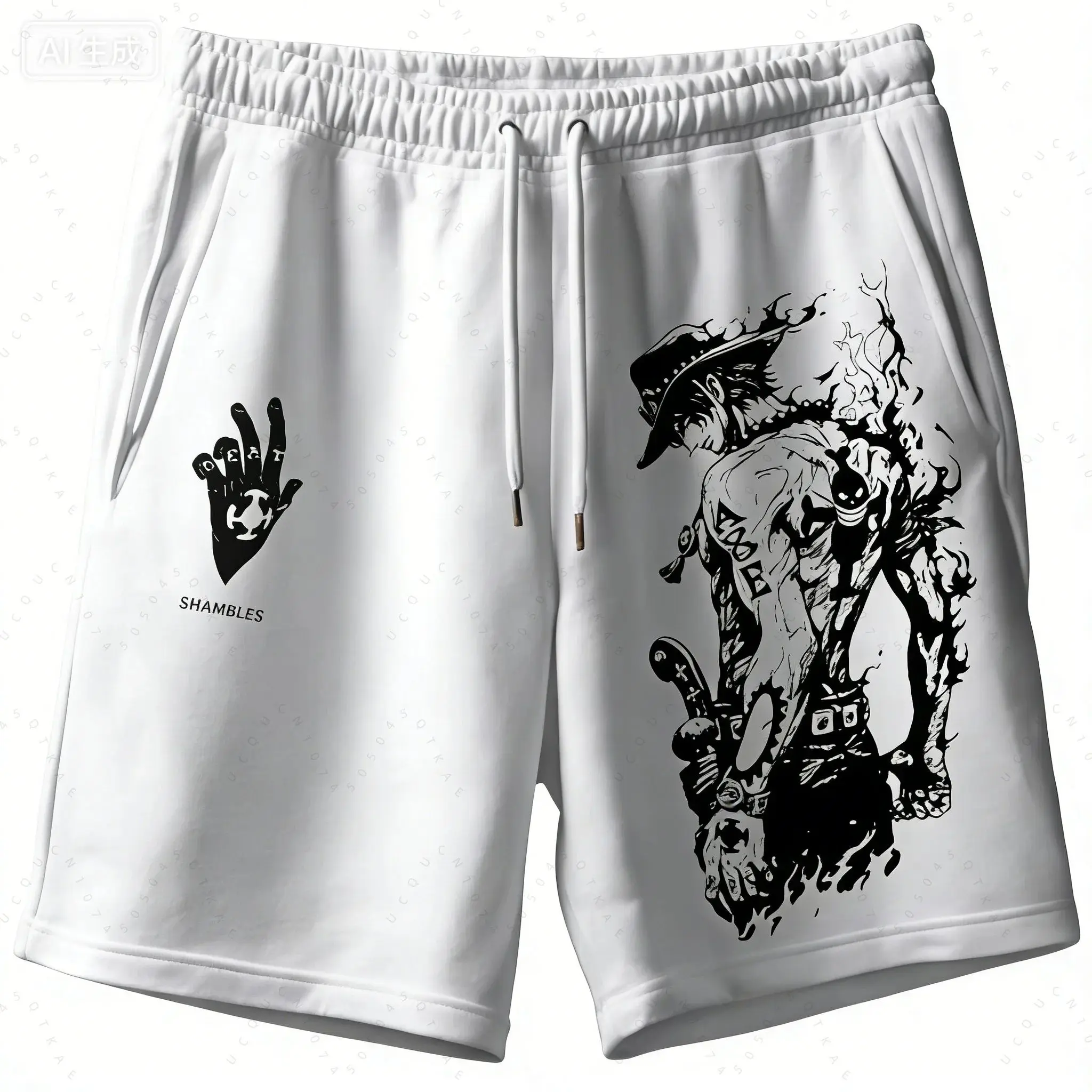 2026 One Piece Printed Shorts Summer Men's Daily Sports Breathable and Comfortable Beach Basketball Shorts view 5