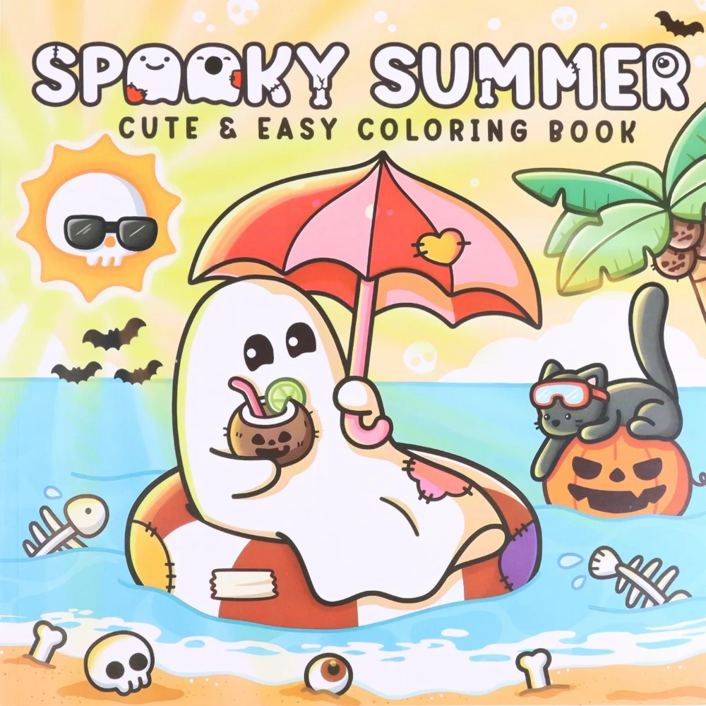 Spooky Summer Adult Coloring Book - Ghost, Pumpkin, Tropical Beach Themes - No drawing skills required, fun designs