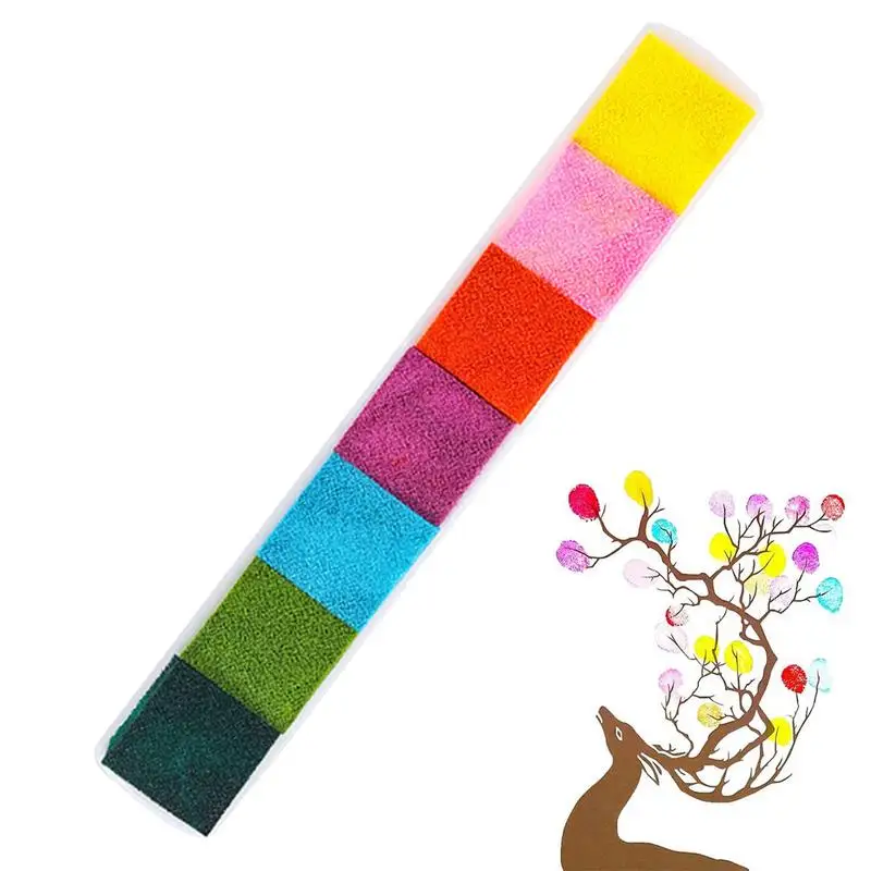 Craft Ink Pad Washable Multicolor Finger Ink Pad Long Strip Design Multicolor Ink Stamp Pads For Card Making Scrapbook Kids