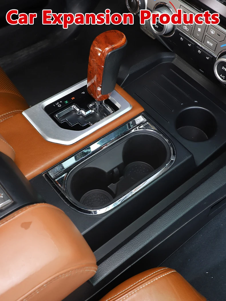 

For Toyota Tundra 2014-2021 Water Control Cup Holder Protective Cover TPE Black 1-piece Set Car Interior Accessories