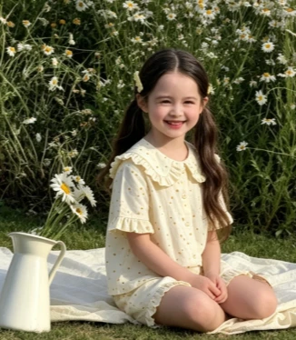 Girls Floral Set 2026 Spring Summer New Girls Baby Fashion Short Sleeve T-shirt Shorts Two Piece Set