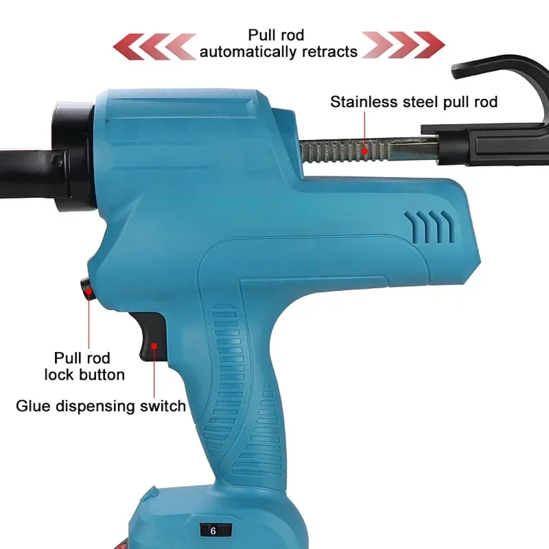 Pistola de calafetagem elétrica de 6 engrenagens para makita 21v bateria cimento vidro adesivo cola selante ferramenta sem fio pistola de cola de vidro