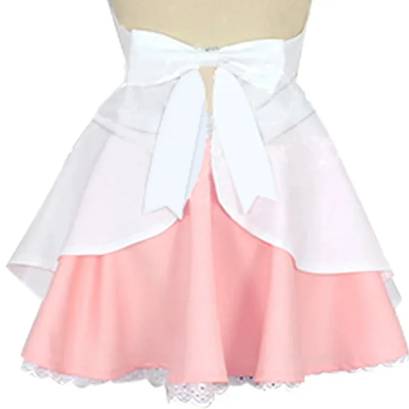 2025 Anime Bakemonogatari Cos Oshino Shinobu disfraz Cosplay mujer Lolita blanco rosa vestido Halloween hecho a medida