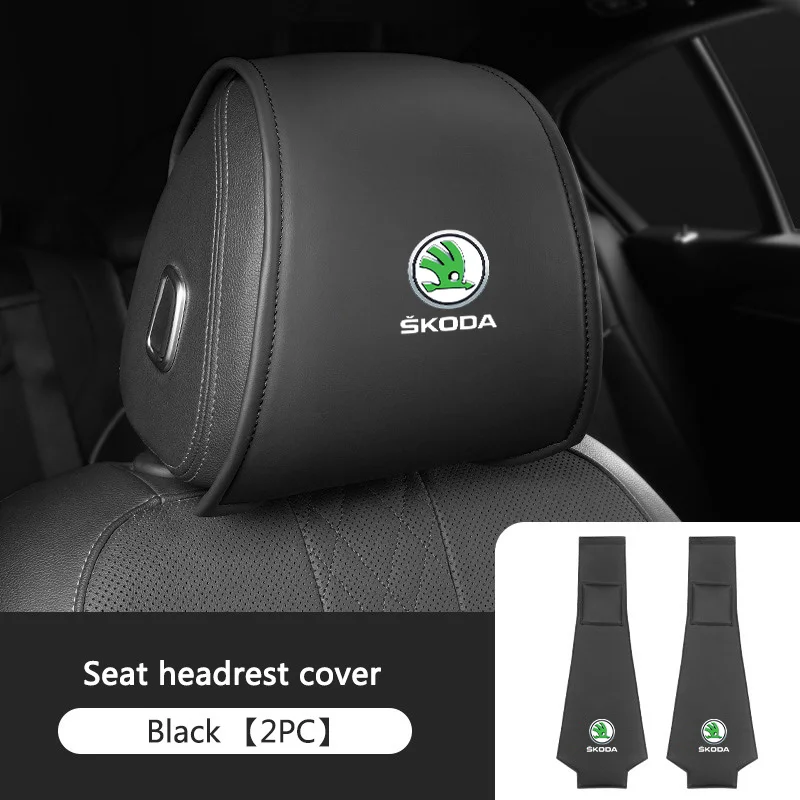 

2PCS Leather Car Cover Auto Head Headrest Cushion Neck Pillow Case For Skoda SUPERB RAPID KAROQ FABIA YETI Octavia KAMIQ KODIAQ