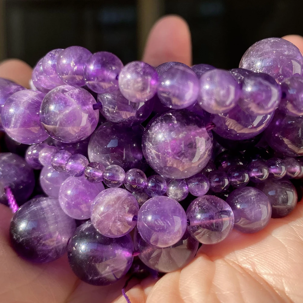 45 Styles Natural Stone Beads Amethyst Purple Jades Agate Crystal Glass Beads Jewelry Making Findings DIY Bracelet Accessories