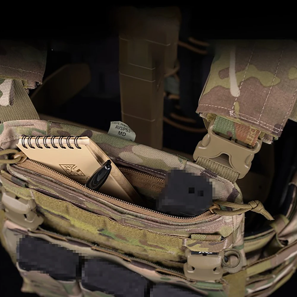 Crye AVS Vest tasca con inserto per cerniera per gilet tattico Combat Hook Loop doppio pannello con cerniera YKK custodia per accessori veloci
