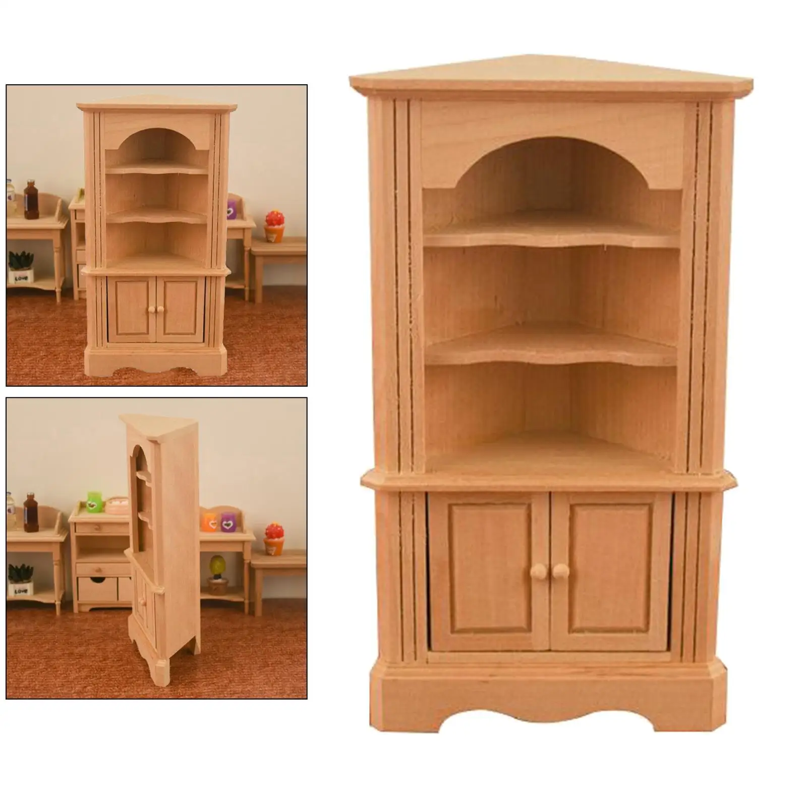 Holz Miniatur Weinschrank/Bücherregal/Schrank 1/12 Puppenhausmöbel