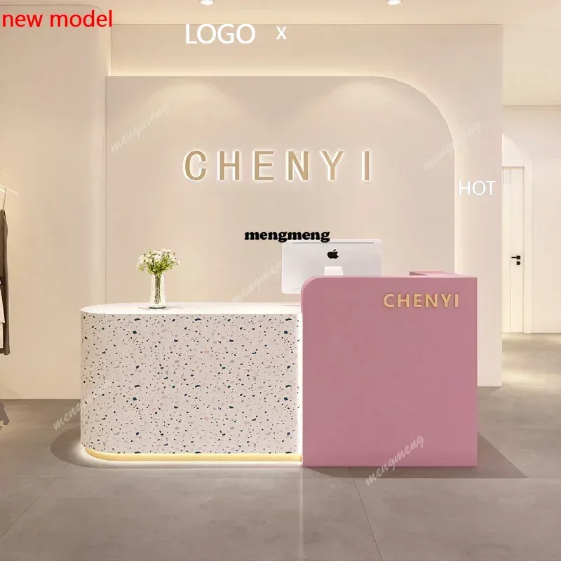 

H132 Luxury Cabinet Reception Counter Desk Cafe Office Secretary Furniture Luxurious Beauty Minimalist Bureau Postmodern Furnitu