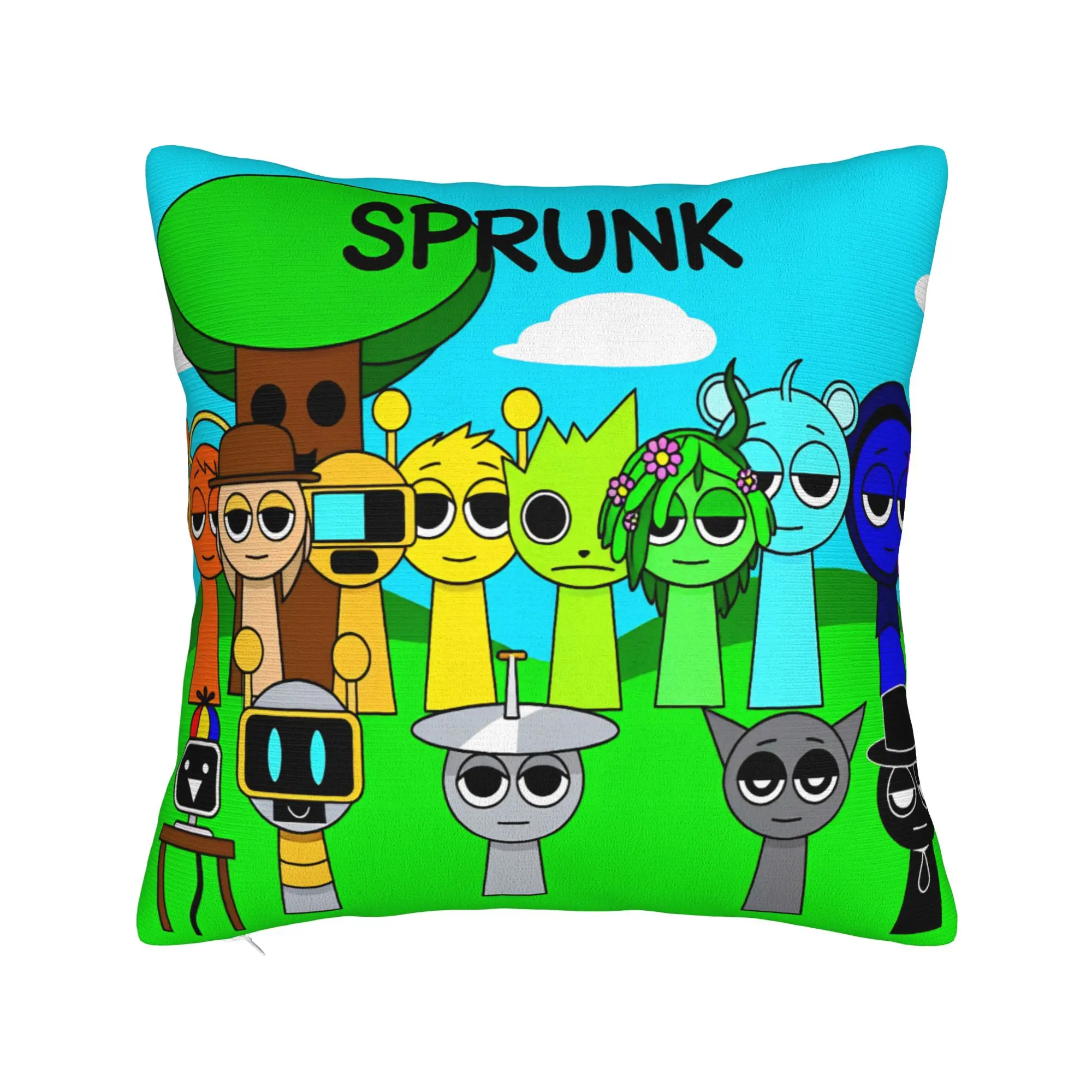Sprunki Game Square Pillowcases Polyester Couch Anime Music Cushion Case Cute Decorative Pillowcase 40*40