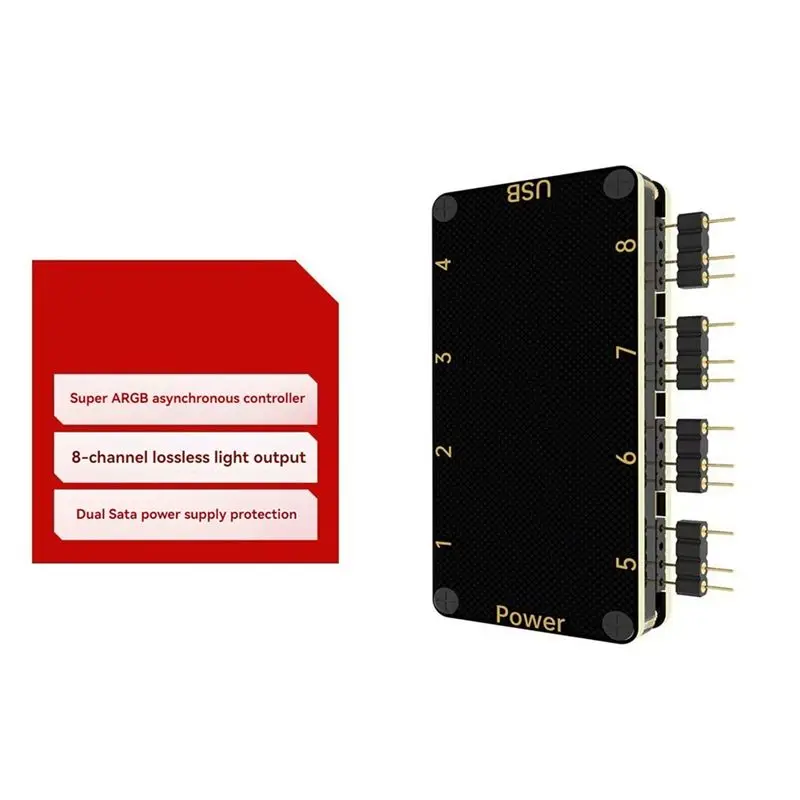 A75Q-Signalrgb Openrgb Universal 8Port 5V 3PIN ARGB Asynchronous Controller HUB For Computer PC Case Cooling Fans Light Strip
