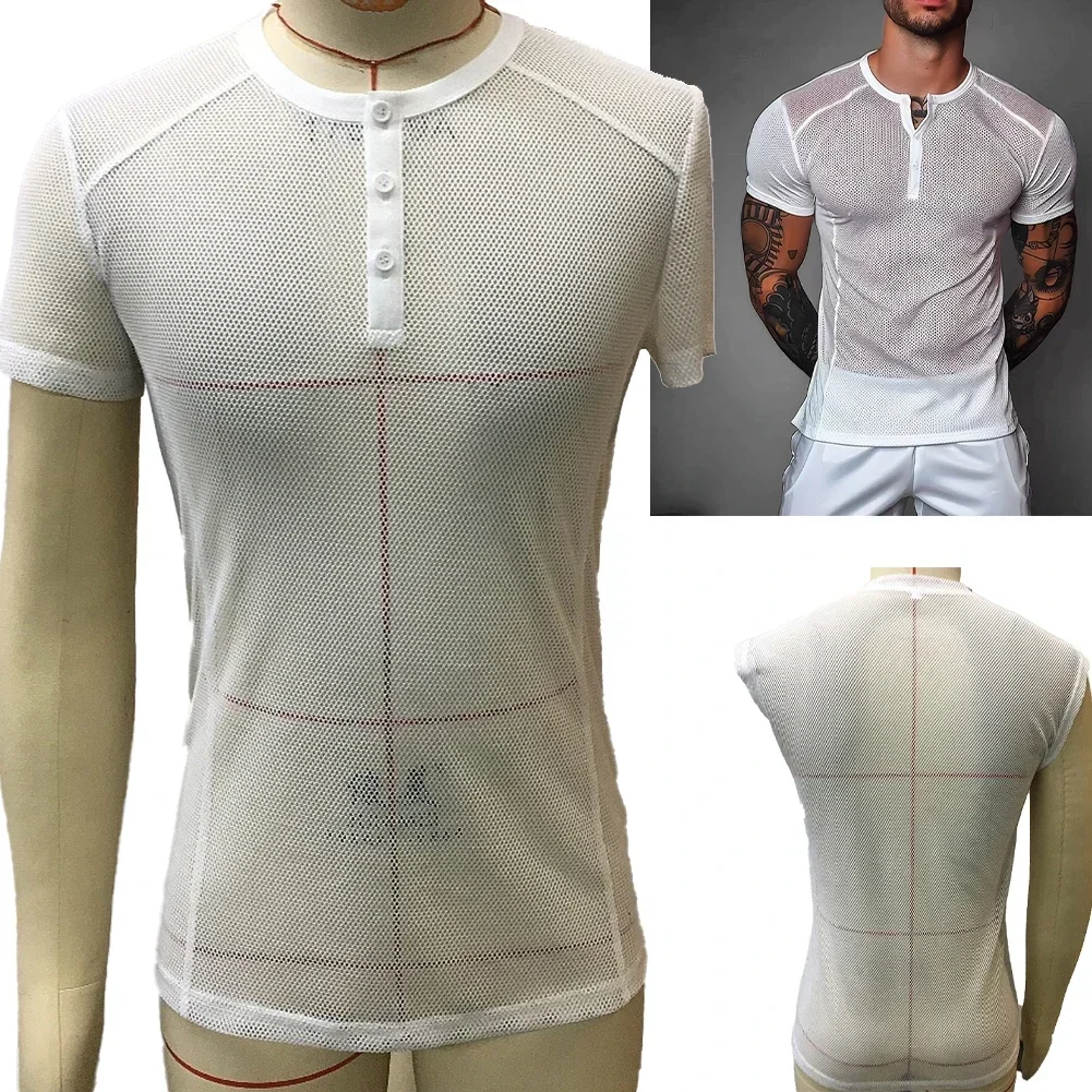 Camiseta informal para hombre, cuello Regular, ligera, elástica, Color sólido, vacaciones de verano, nuevo y elegante, cómodo