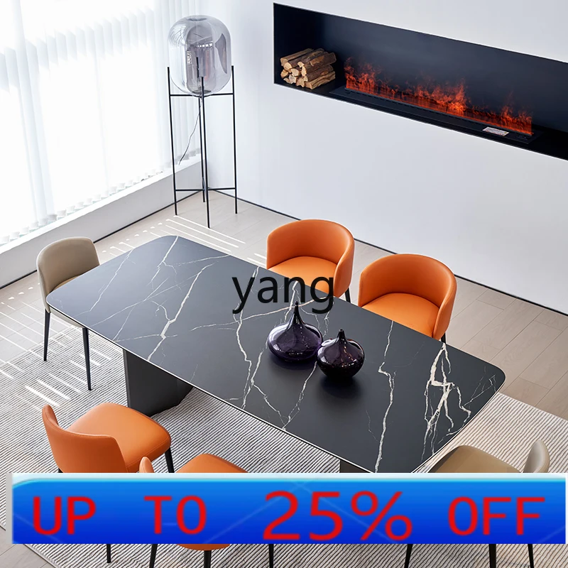 

CX square rock slab dining table living room home light luxury modern simple Italian minimalist dining table