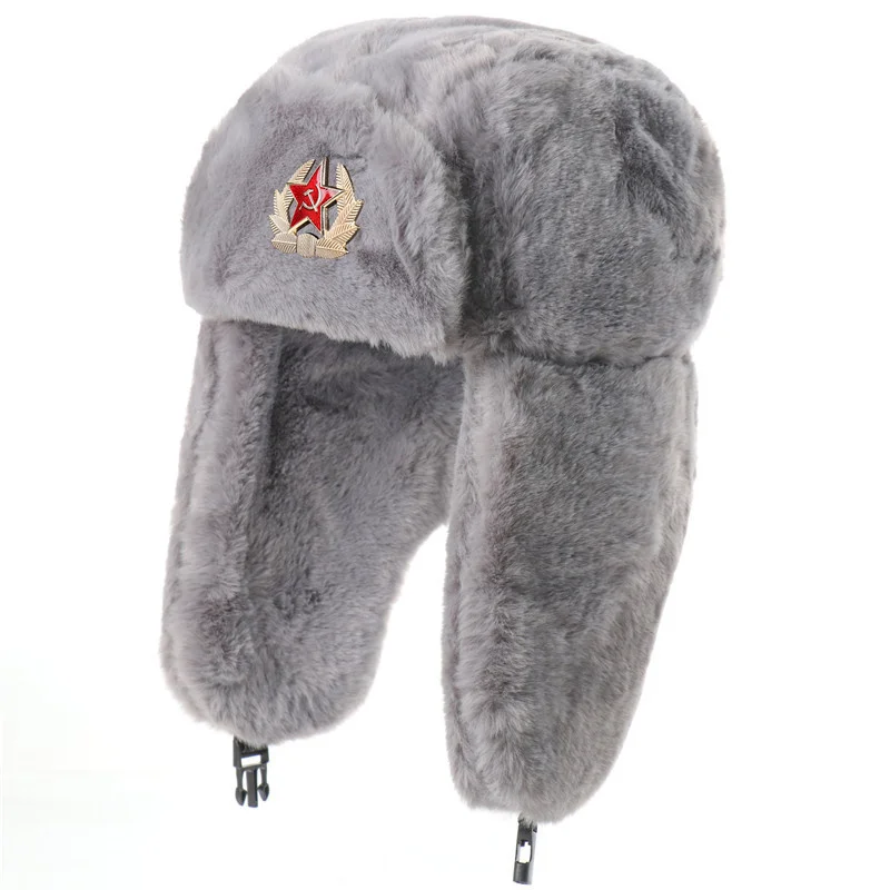 Chapéu do caçador russo Ushanka Trooper, Chapéus de inverno quente, Chapéu de caça com abas de orelha, chapéu aviador