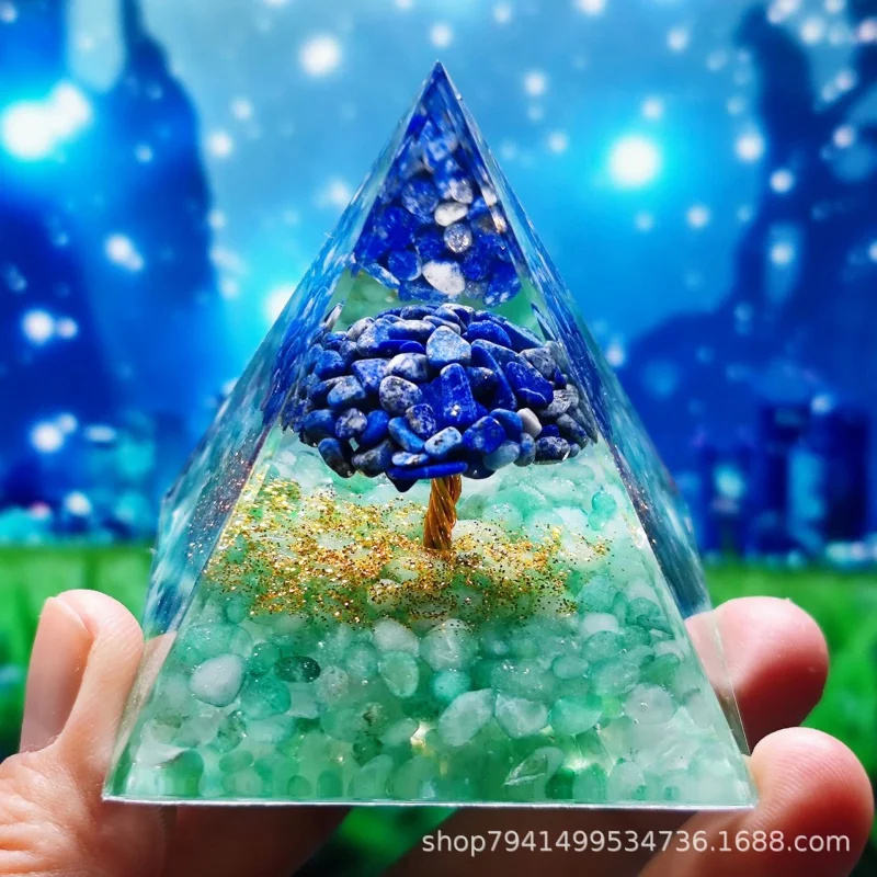 Ogen Energy Crystal Ball Gravel Pyramid Home Crafts Resin Decorations Desktop Decoration Dream Come True