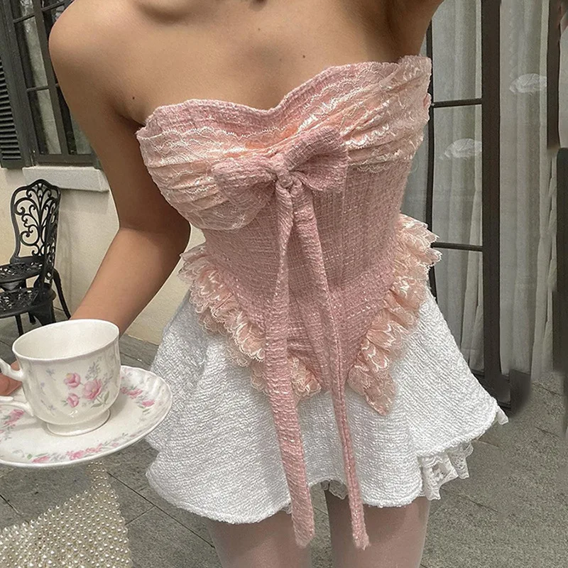 New Women's Fashionable and Sexy Solid Color Strapless Butterfly Strap Vest